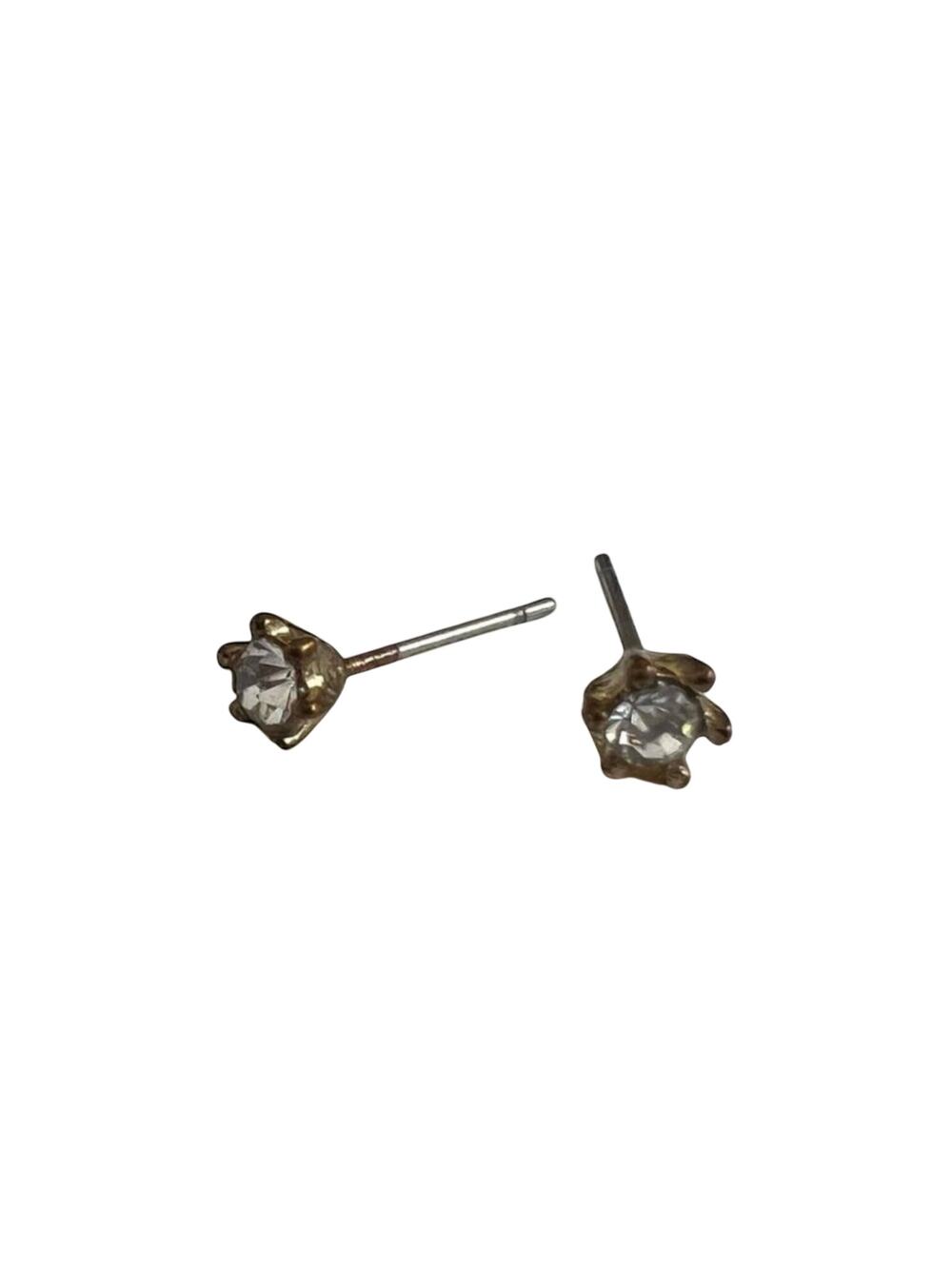 Petite Crystal Stud Earrings Delicate Rhinestone Posts Classic Solitaire Style
